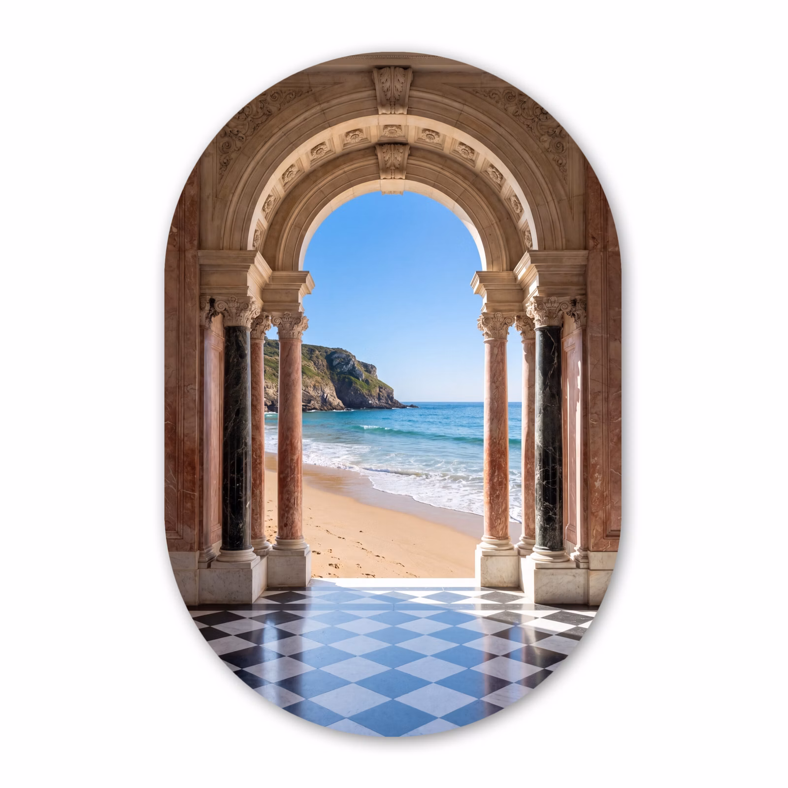 Alu-Dibond-Bild Oval - Bogen – Strand – Meer — 1