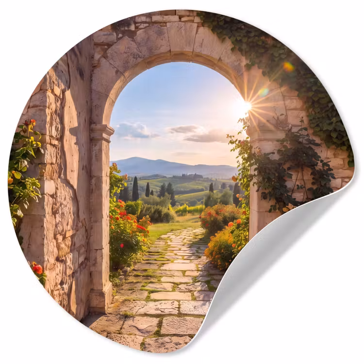 Runde Tapete - Weg – Garten – Sonnig — 1