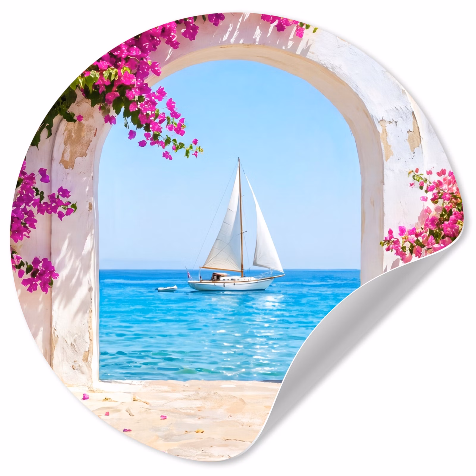 Runde Tapete - Blumen – Meer – Sommer — 1