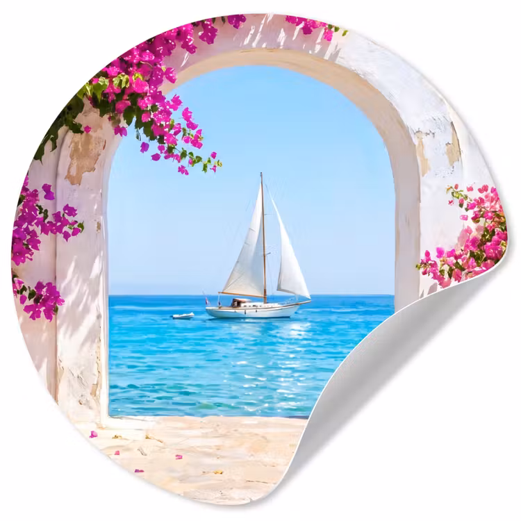 Runde Tapete - Blumen – Meer – Sommer — 1