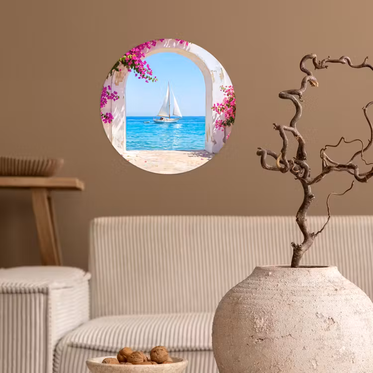 Runde Tapete - Blumen – Meer – Sommer — 2