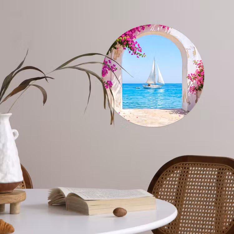 Runde Tapete - Blumen – Meer – Sommer — 4