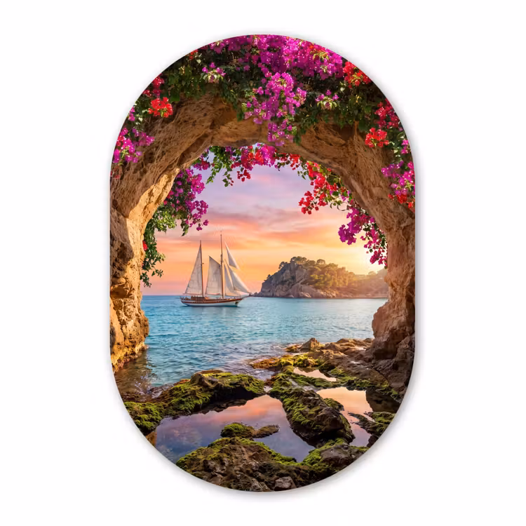 Forexbild Oval - Segelboot – Küste – Natur — 1