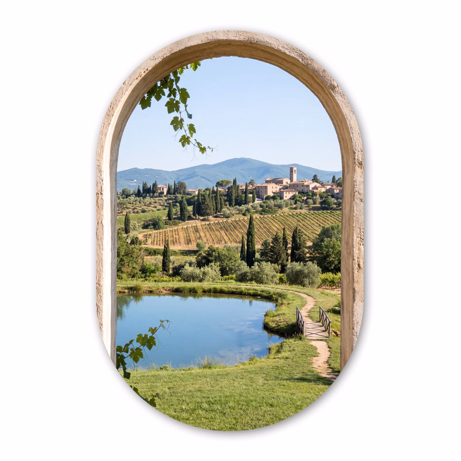 Glasbild Oval - Dorf – Landschaft – Natur — 1