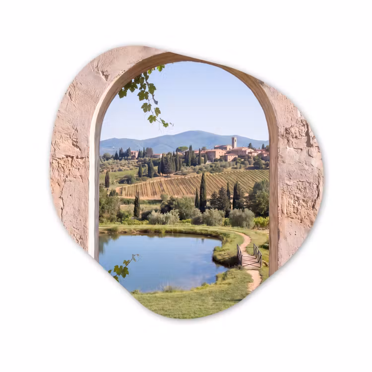 Glasbild Organische Form - Dorf – Landschaft – Natur — 1