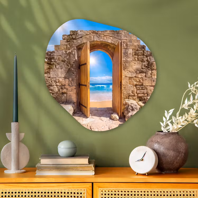 Glasbild Organische Form - Tür – Strand – Meer — 2