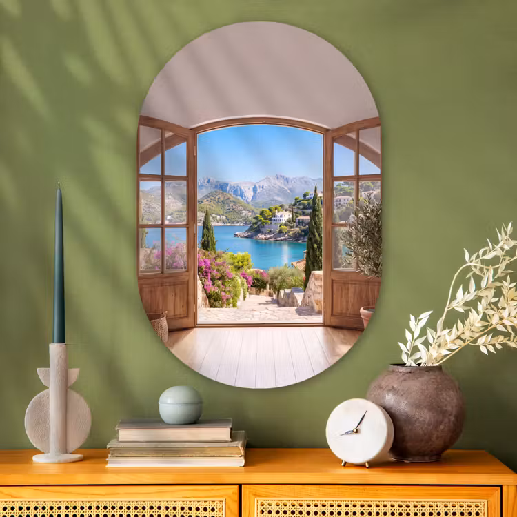 Glasbild Oval - Aussicht – Bucht – Natur — 2