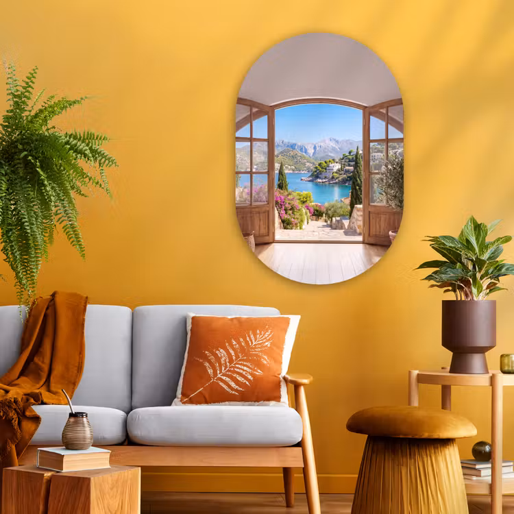 Glasbild Oval - Aussicht – Bucht – Natur — 3