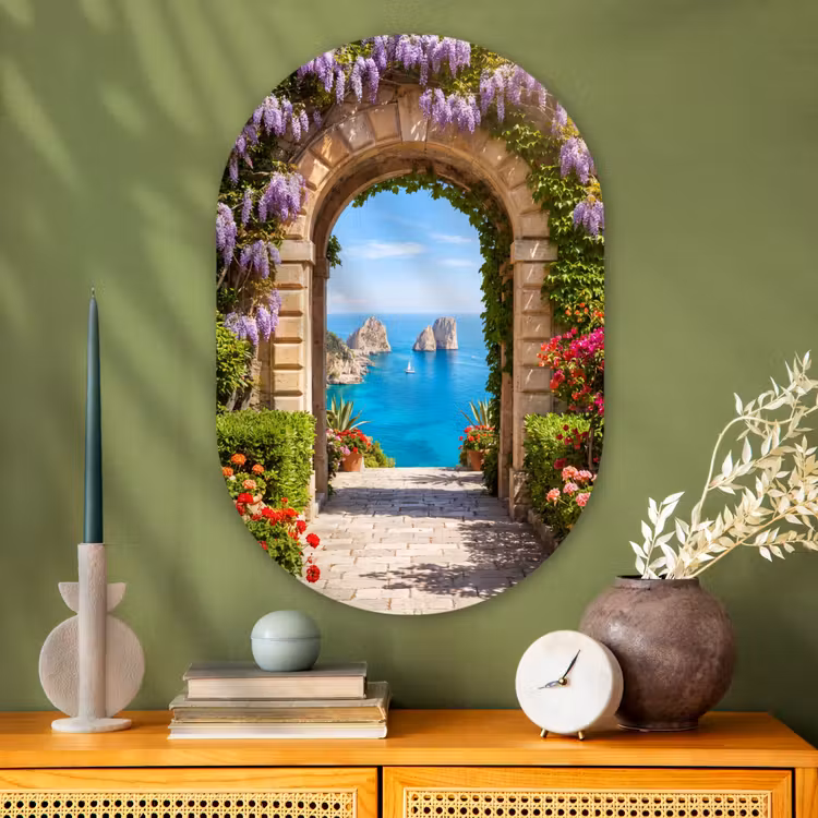 Glasbild Oval - Blumen – Garten – Landschaft — 2