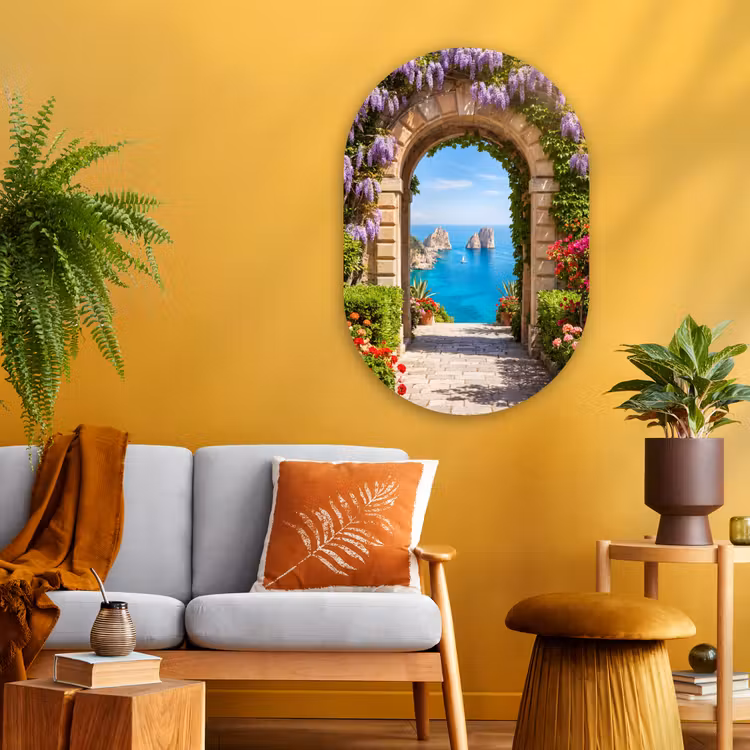 Glasbild Oval - Blumen – Garten – Landschaft — 3