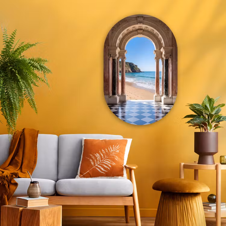 Glasbild Oval - Bogen – Strand – Meer — 3