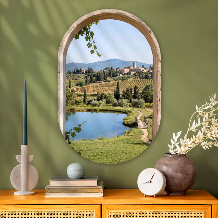 Glasbild Oval - Dorf – Landschaft – Natur — 2