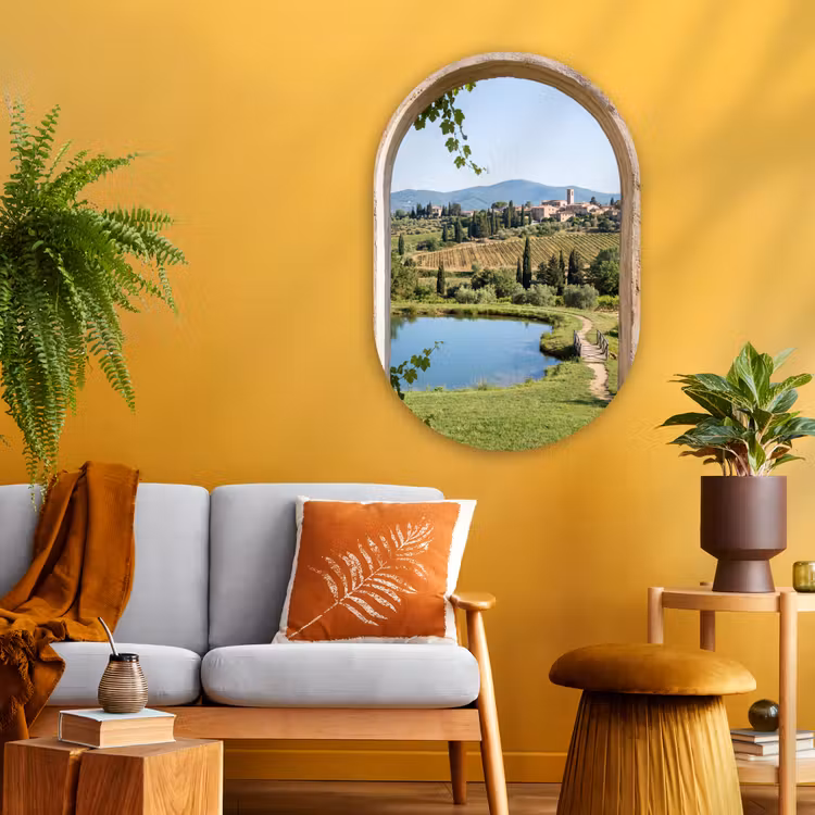 Glasbild Oval - Dorf – Landschaft – Natur — 3