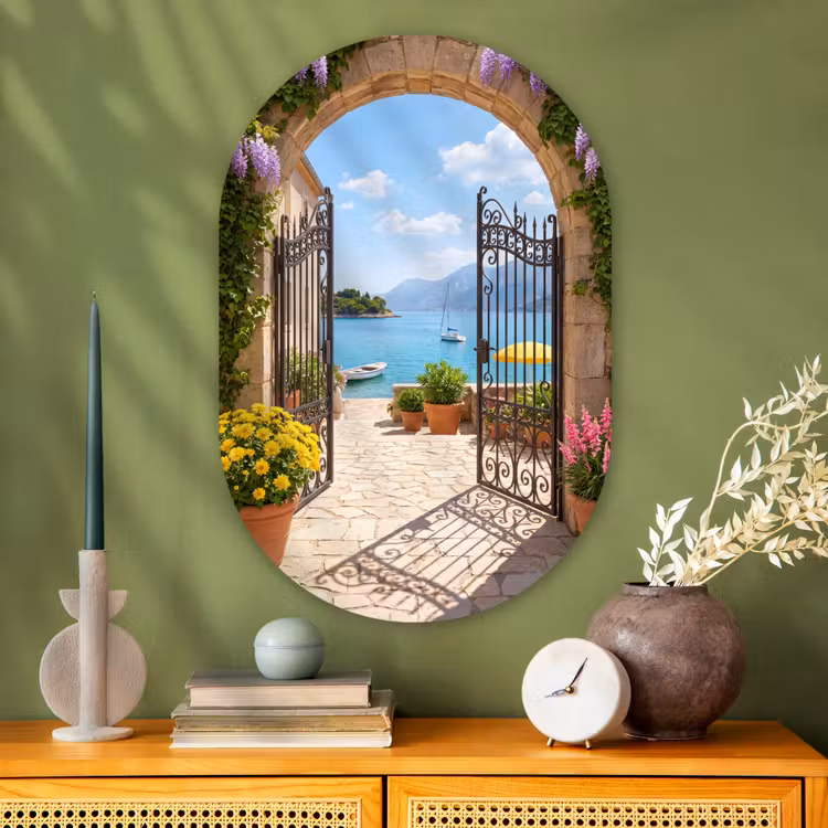 Glasbild Oval - Tor – Meer – Aussicht — 2
