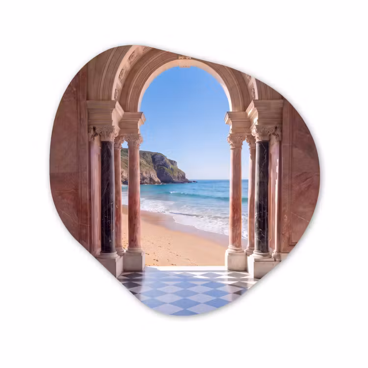 Glasbild Organische Form - Bogen – Strand – Meer — 1