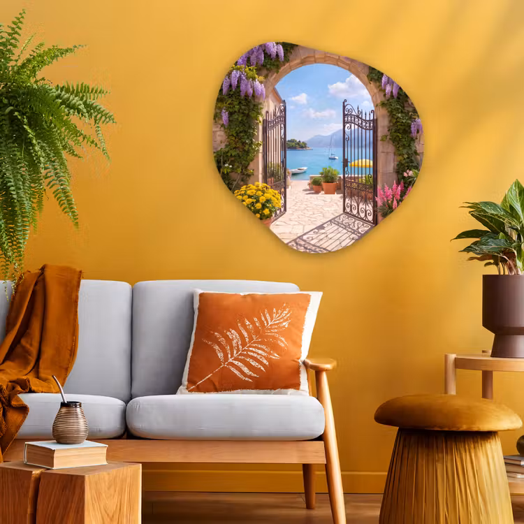 Glasbild Organische Form - Tor – Meer – Aussicht — 3