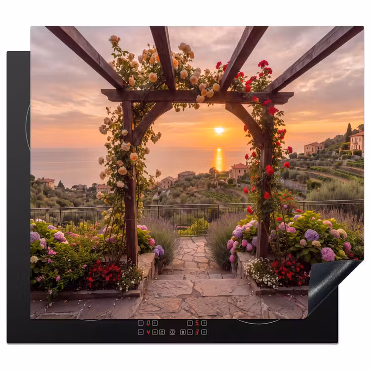 Herdabdeckplatte - Pergola – Meer – Sonnenuntergang — 1