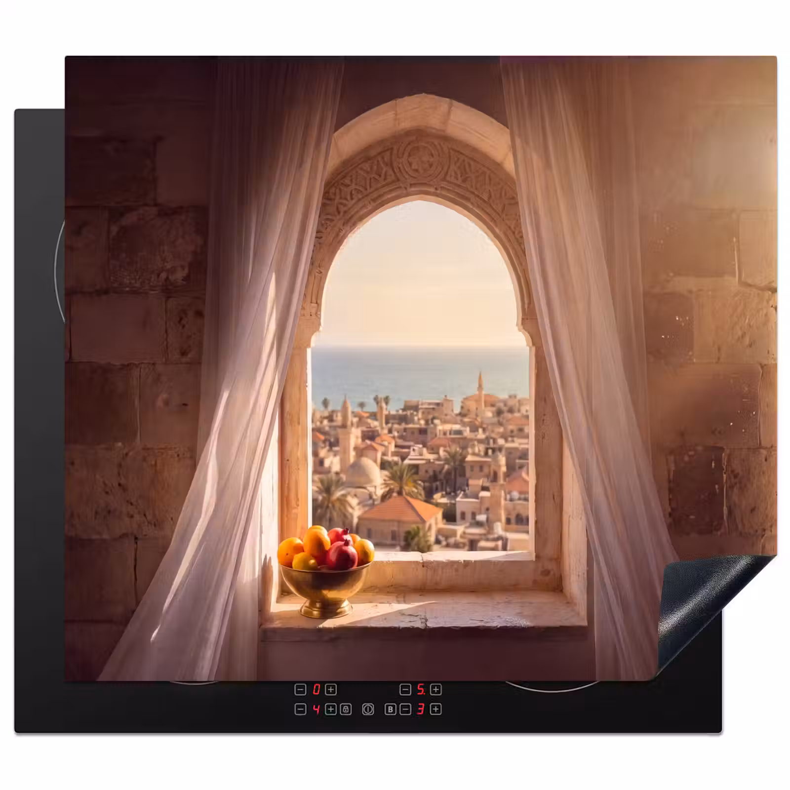 Herdabdeckplatte - Fenster – Stadt – Meer — 1