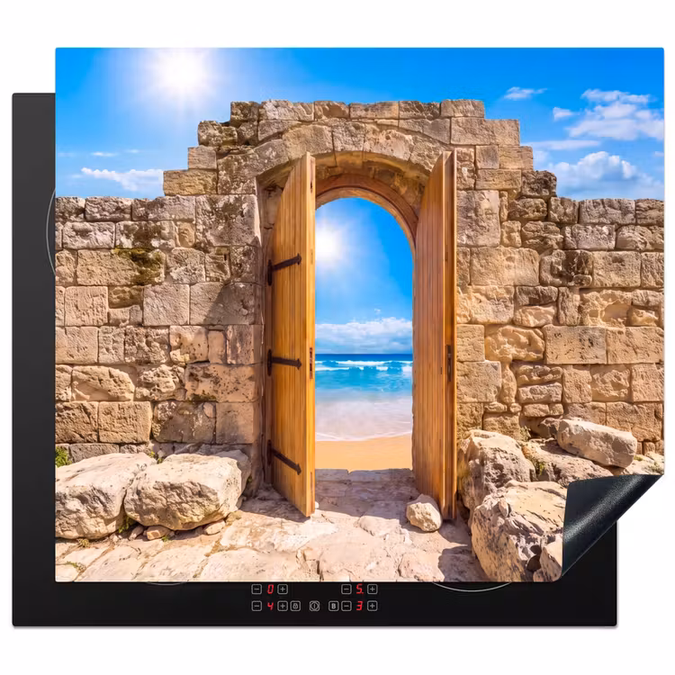 Herdabdeckplatte - Tür – Strand – Meer — 1