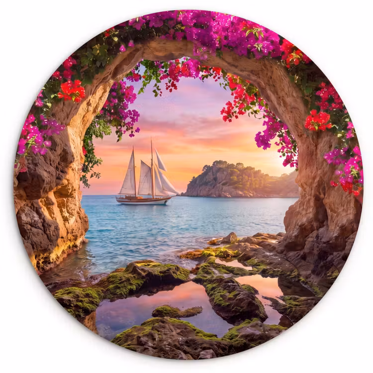 Forexbild Rund - Segelboot – Küste – Natur — 1