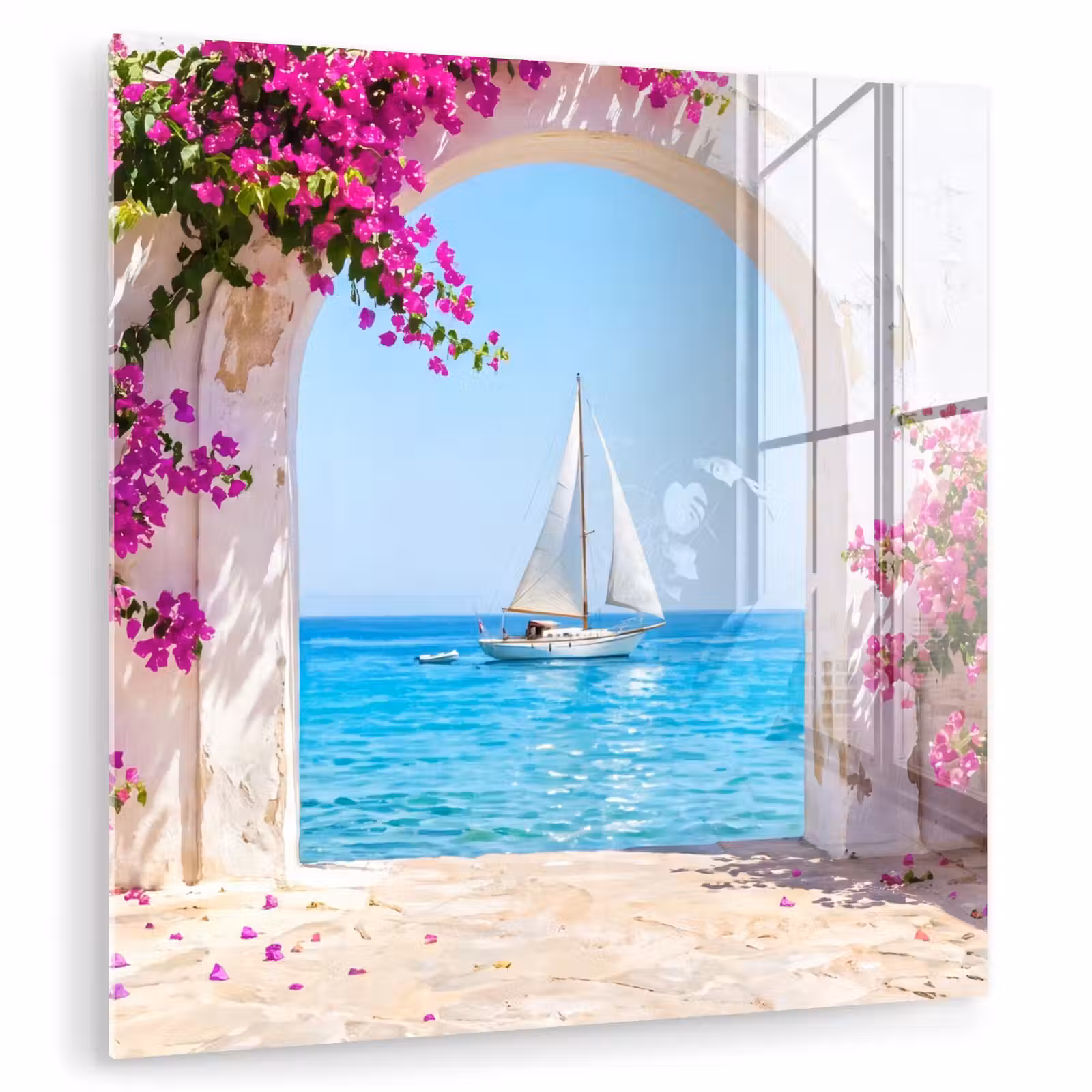 Glasbild - Blumen – Meer – Sommer — 1