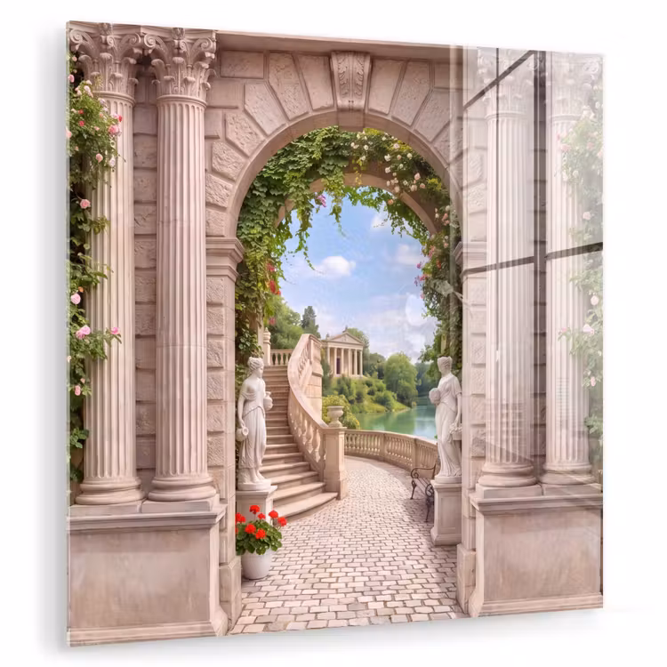 Glasbild - Architektur – Garten – Klassisch — 1