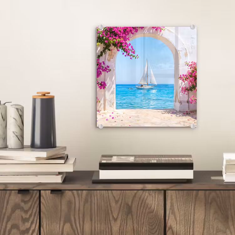Glasbild - Blumen – Meer – Sommer — 2