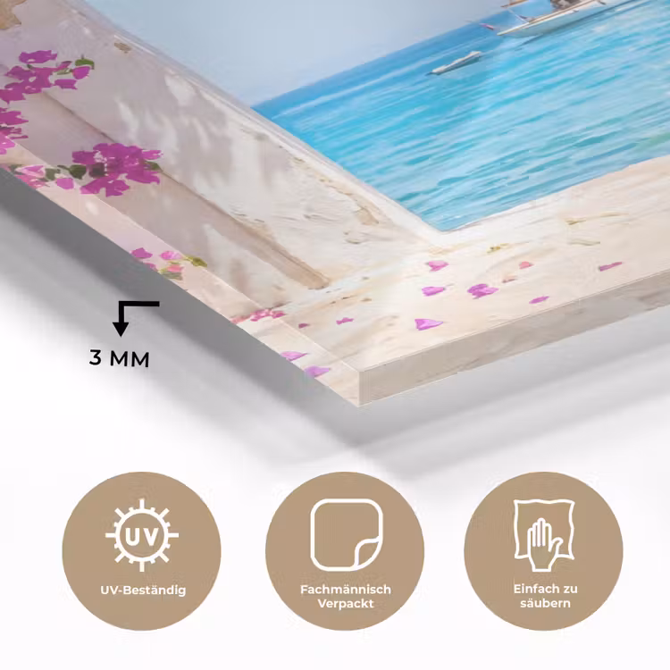Glasbild - Blumen – Meer – Sommer — 3