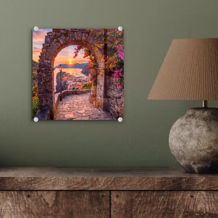 Glasbild - Bogen – Küste – Sonnenuntergang — 4