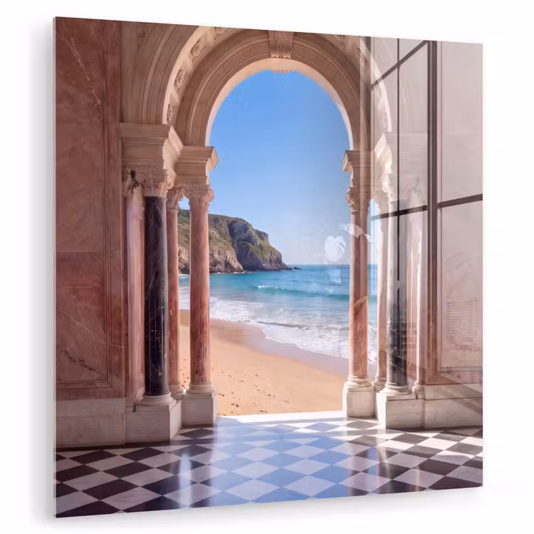 Glasbild - Bogen – Strand – Meer — 1