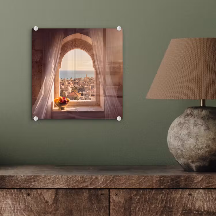 Glasbild - Fenster – Stadt – Meer — 4