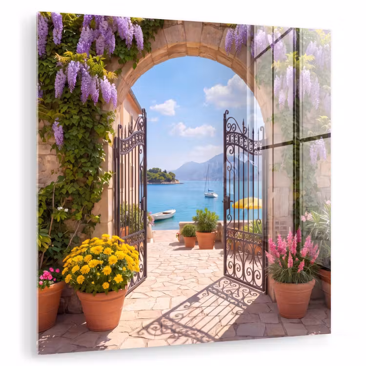 Glasbild - Tor – Meer – Aussicht — 1