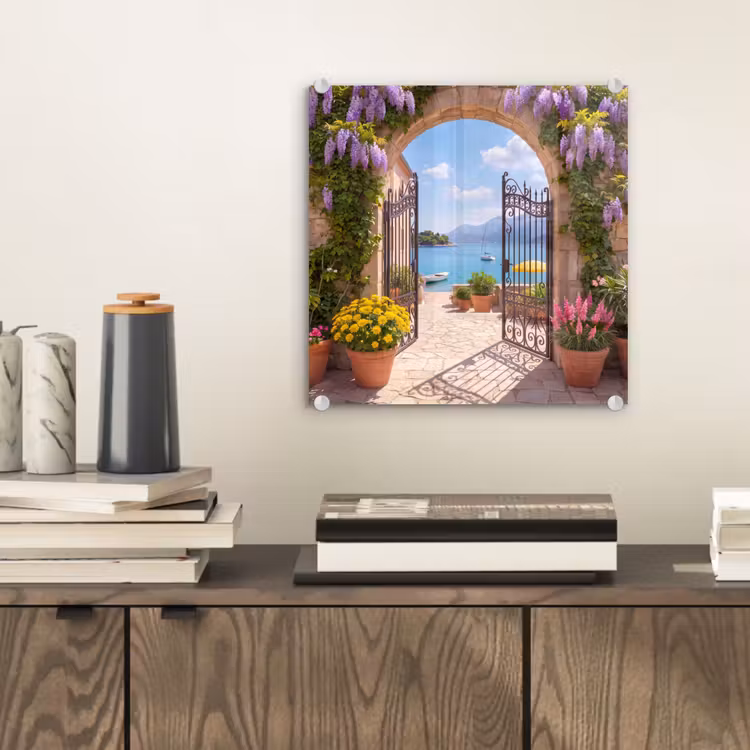 Glasbild - Tor – Meer – Aussicht — 2