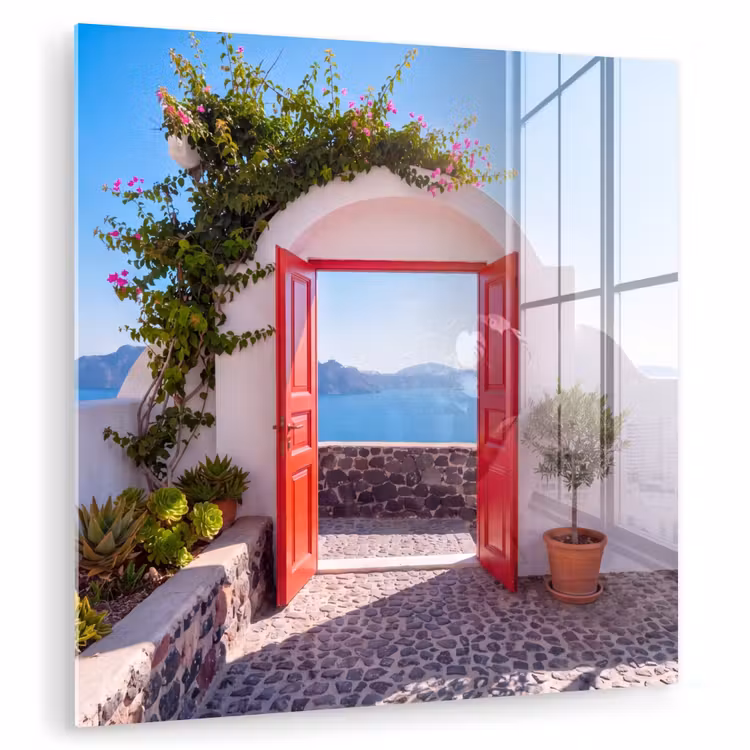 Glasbild - Tür – Meer – Natur — 1