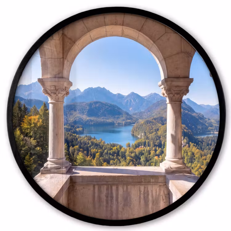 Poster im Rahmen Rund - Bogen – Aussicht – Landschaft — 1