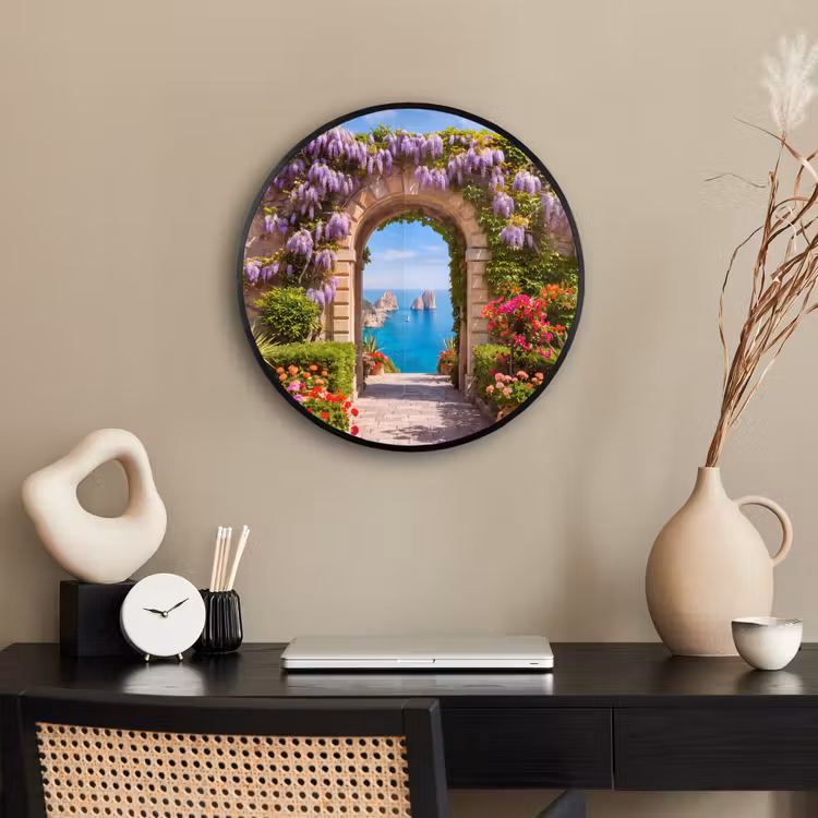 Poster im Rahmen Rund - Blumen – Garten – Landschaft — 3