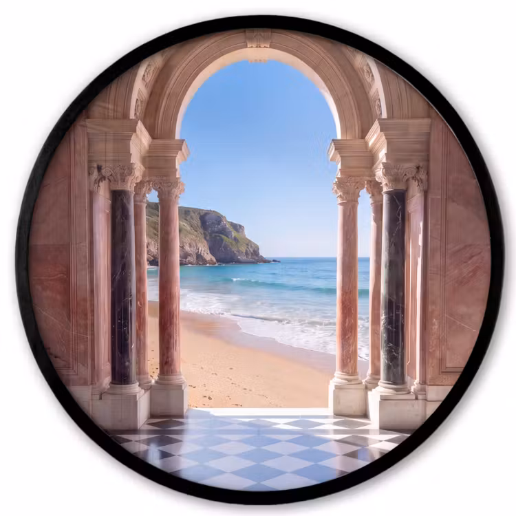 Poster im Rahmen Rund - Bogen – Strand – Meer — 1