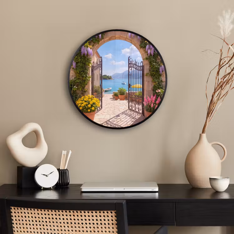 Poster im Rahmen Rund - Tor – Meer – Aussicht — 3