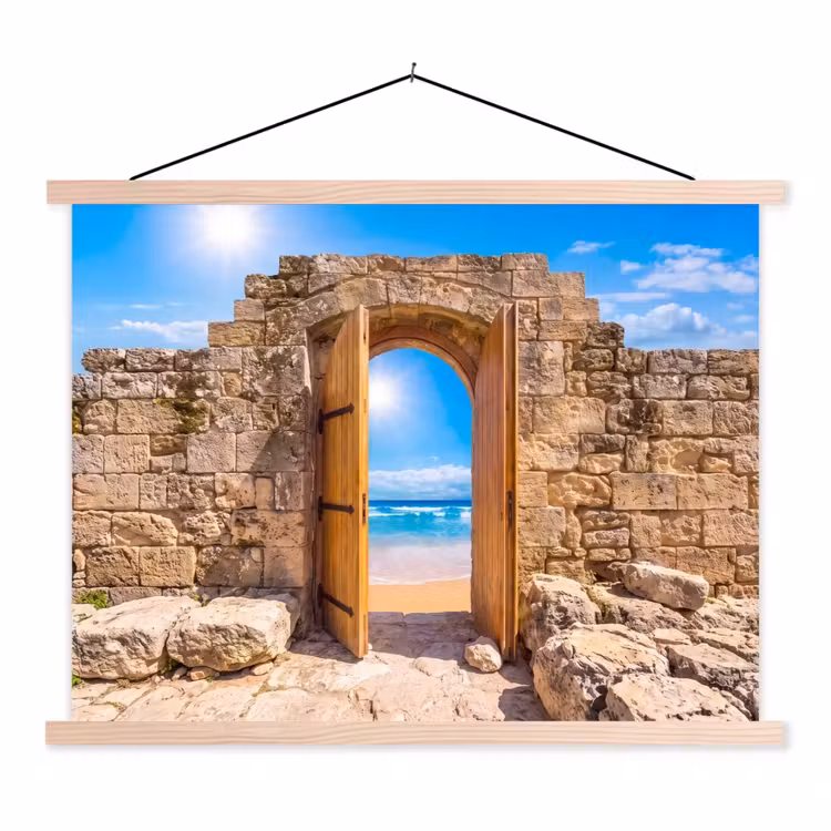 Stoffbild - Tür – Strand – Meer — 1
