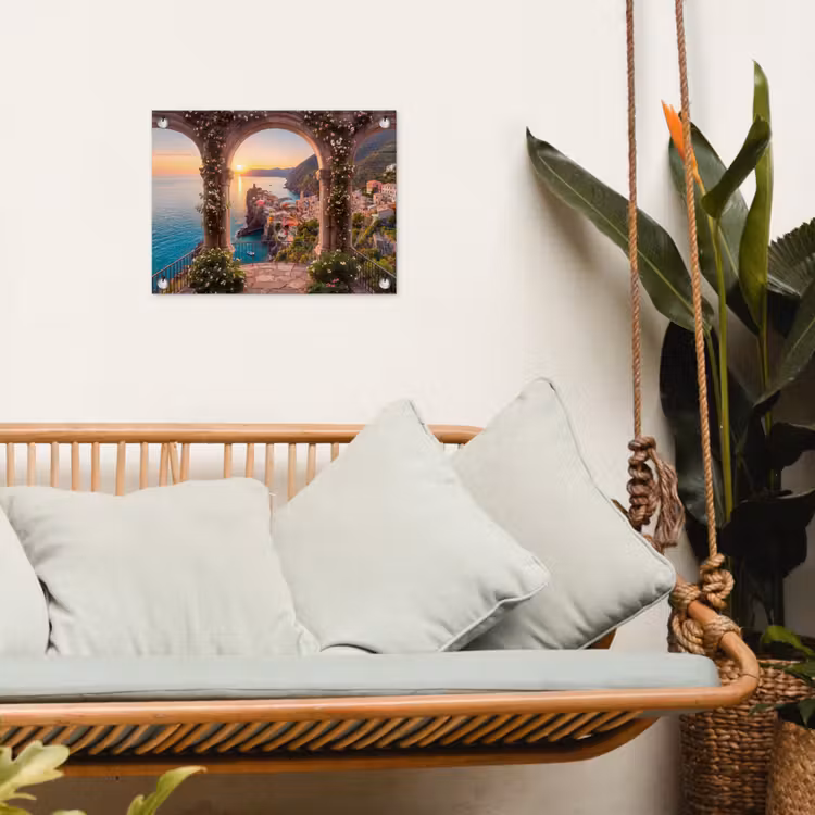 Gartenposter - Dorf – Meer – Sonnenuntergang — 4