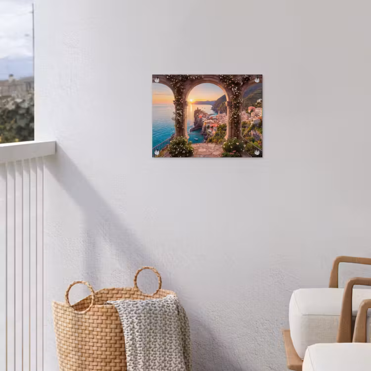 Gartenposter - Dorf – Meer – Sonnenuntergang — 5