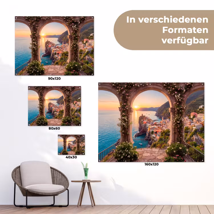 Gartenposter - Dorf – Meer – Sonnenuntergang — 6
