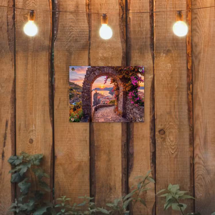 Gartenposter - Bogen – Küste – Sonnenuntergang — 2
