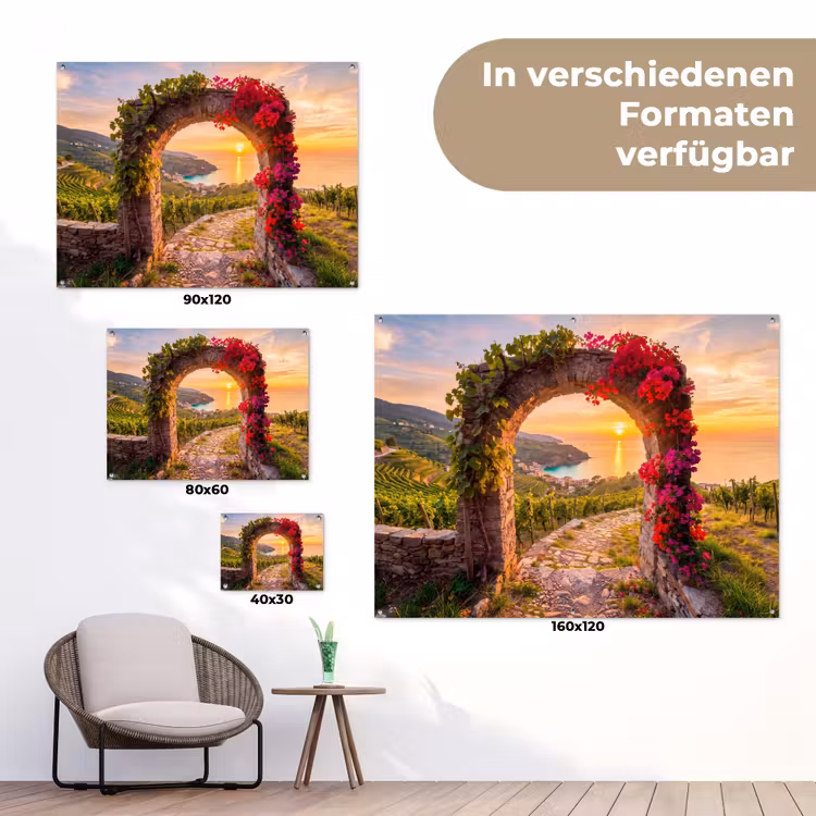 Gartenposter - Bogen – Sonnenuntergang – Küste — 6