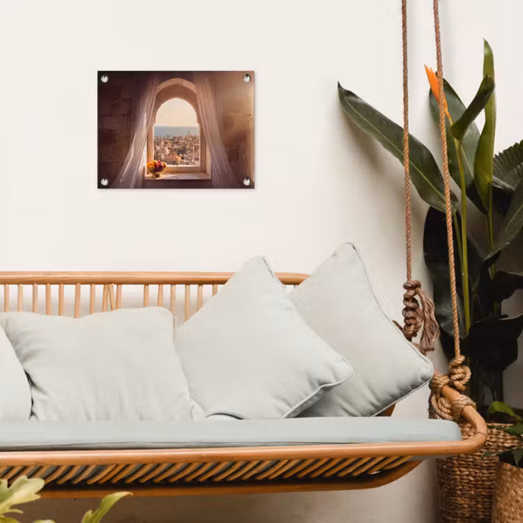 Gartenposter - Fenster – Stadt – Meer — 4