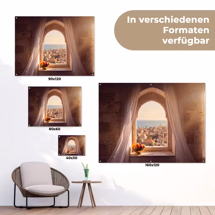 Gartenposter - Fenster – Stadt – Meer — 6
