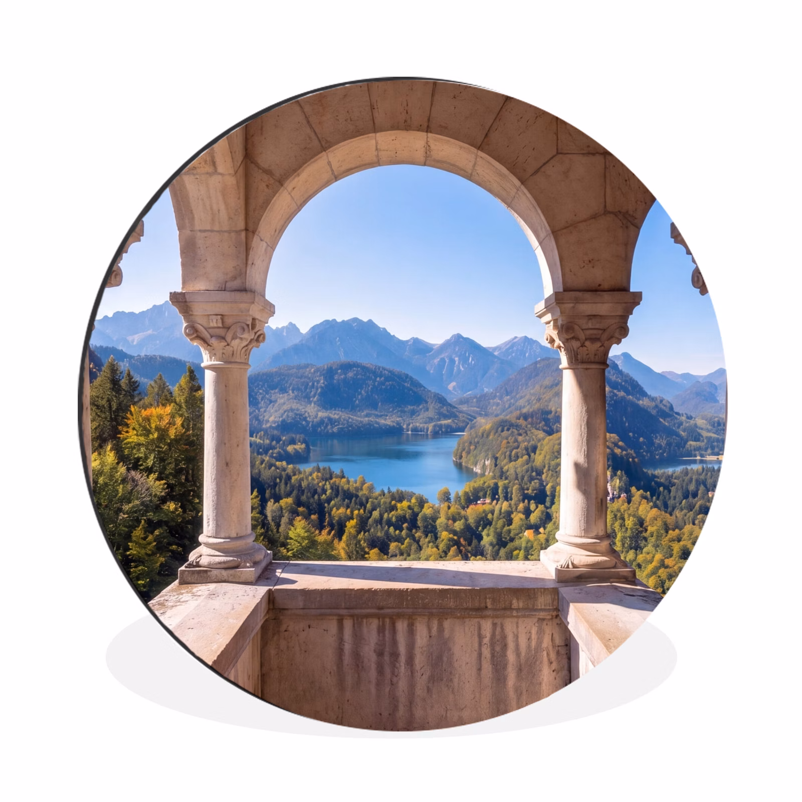 Alu-Dibond-Bild Rund - Bogen – Aussicht – Landschaft — 1