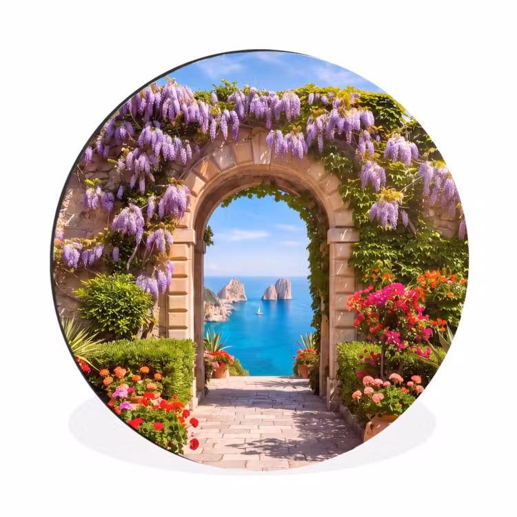 Alu-Dibond-Bild Rund - Blumen – Garten – Landschaft — 1
