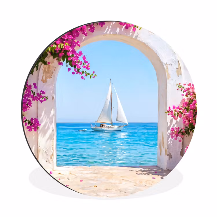 Alu-Dibond-Bild Rund - Blumen – Meer – Sommer — 1