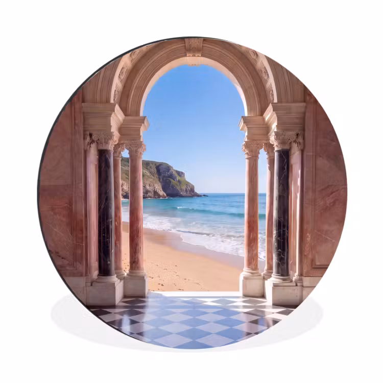 Alu-Dibond-Bild Rund - Bogen – Strand – Meer — 1